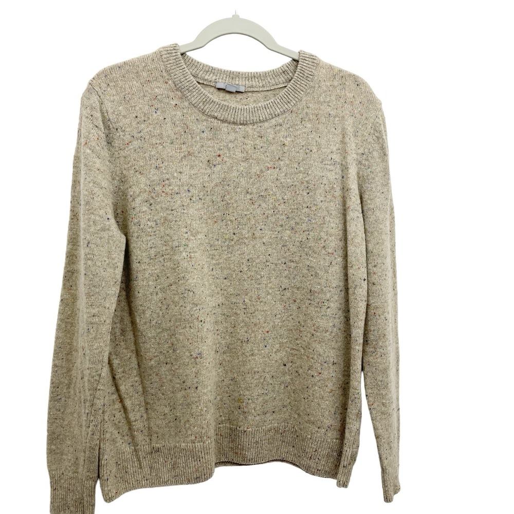 COS Womens Medium Crewneck Wool Sweater Oatmeal Speckle